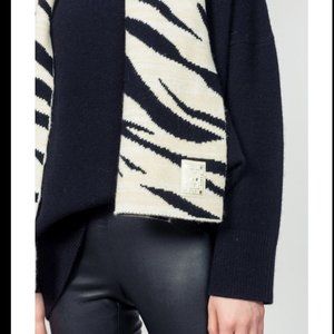 NWT MAX & MOI Ange Zebra Print Designer Knitted Scarf Wool Cashmere